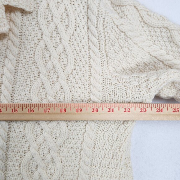 Paul James Sweater Women Medium Cream Wool Cable Knit Fisherman Cardigan England - Picture 3 of 9